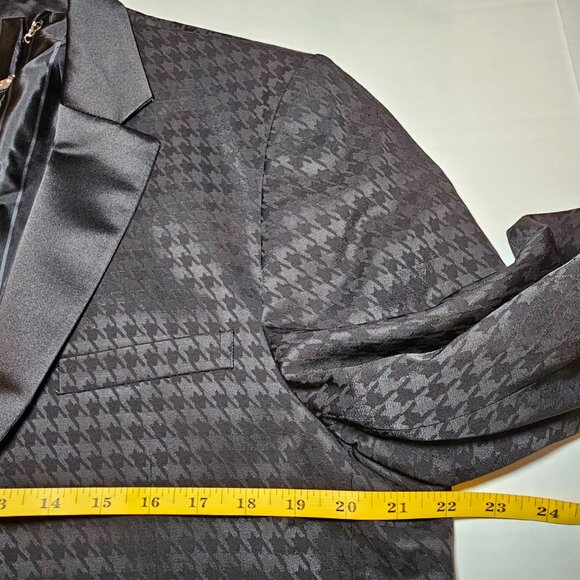 Boohoo Man Black Houndstooth Formal Suit Blazer Pants Jacket 44 Pants 36 x 29 - Picture 7 of 16